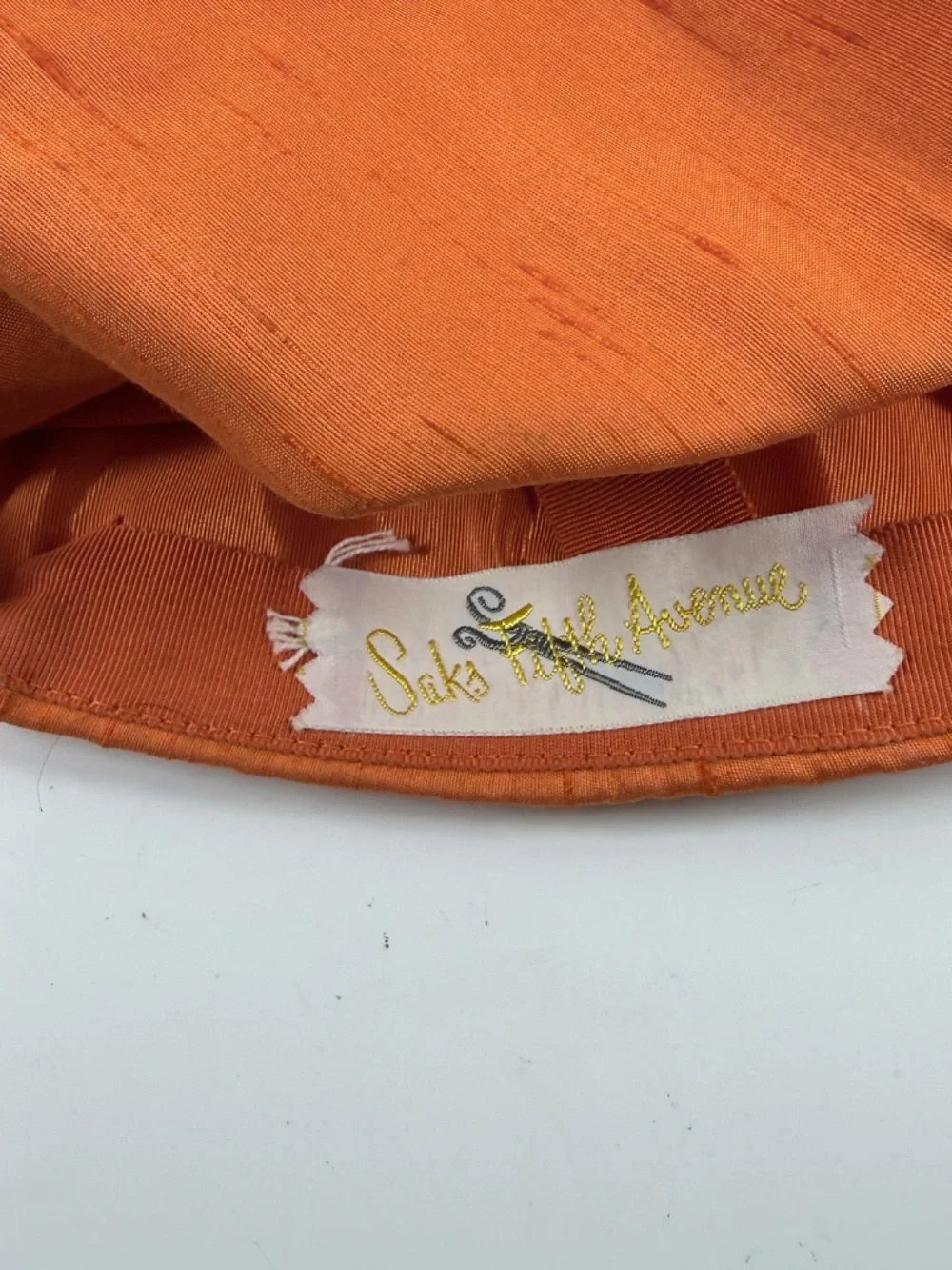 Vintage Saks Fifth Avenue ,Orange Raw Silk-like Turban